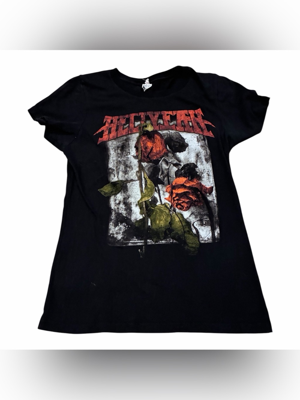 HELLYEAH BAND LADIES SKINNY T SHIRT MEDIUM ROSE OFFICIAL COTTON